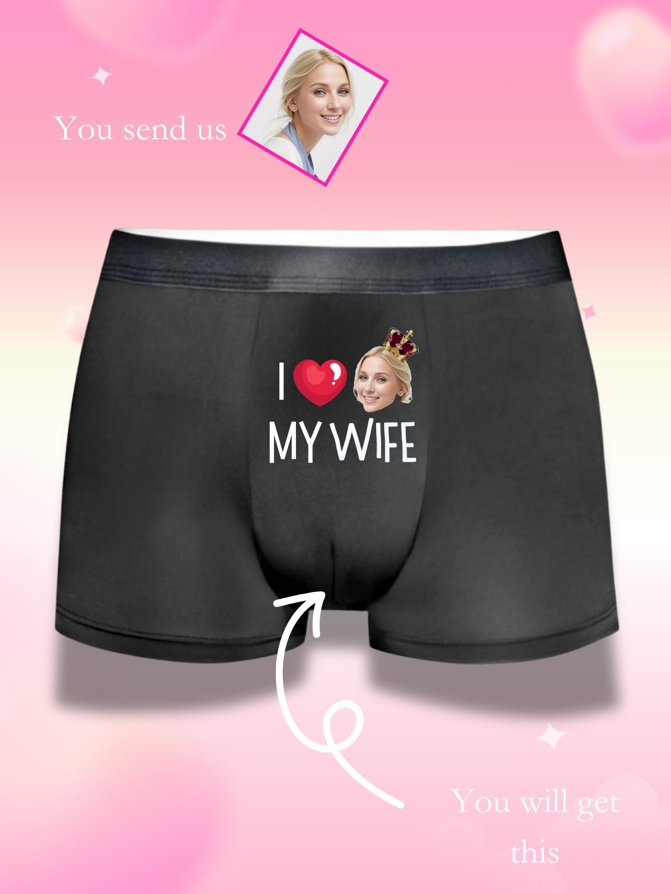 Men'S Fashion Underwear - Personalized I LOVE MY WIFE Face