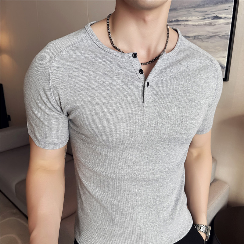 Muscle Tee Workout - Men's Slim Fit Henley T-Shirt -