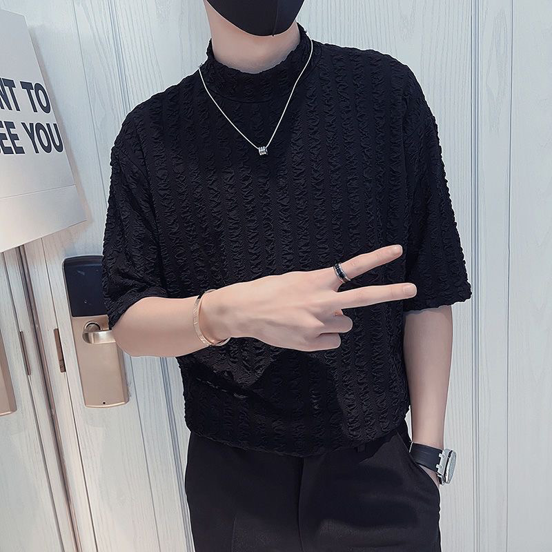 Men'S Fashion For Hot Weather - Half High Collar Short Sleeve Ice