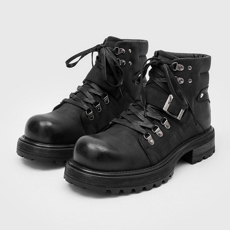 Men'S Fashion Luxury Brands - Brand Men Leather Boots Motorcycle Snow