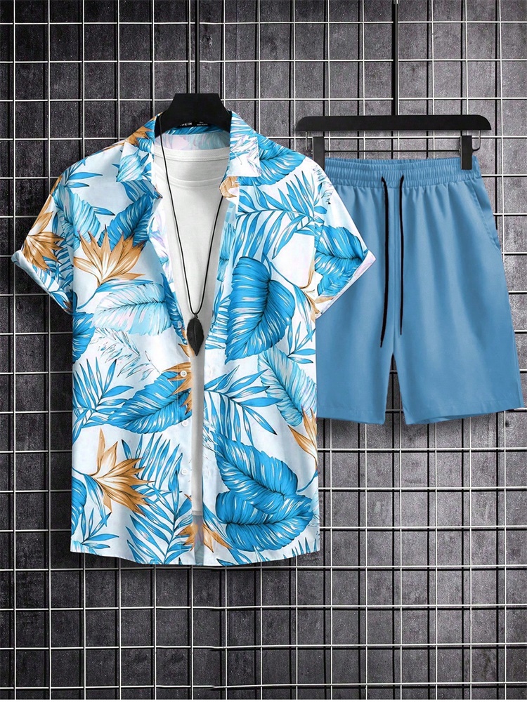 Men's Short-sleeved Shirt Set  - Men'S Fashion Color review and price