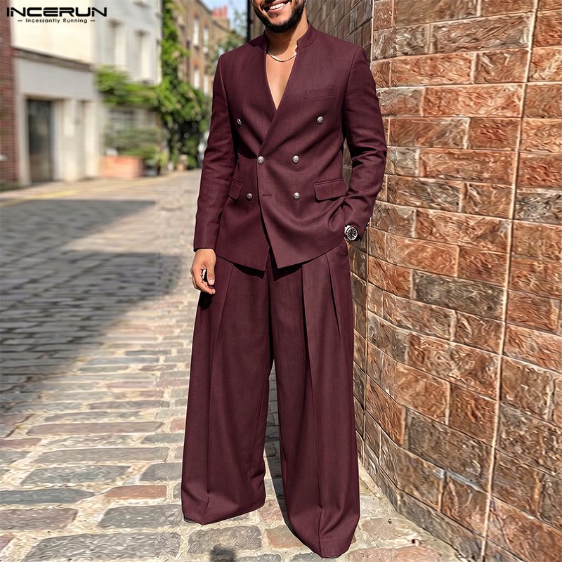 INCERUN Men's Sets Solid Color - Men Fashion Elegant review and price