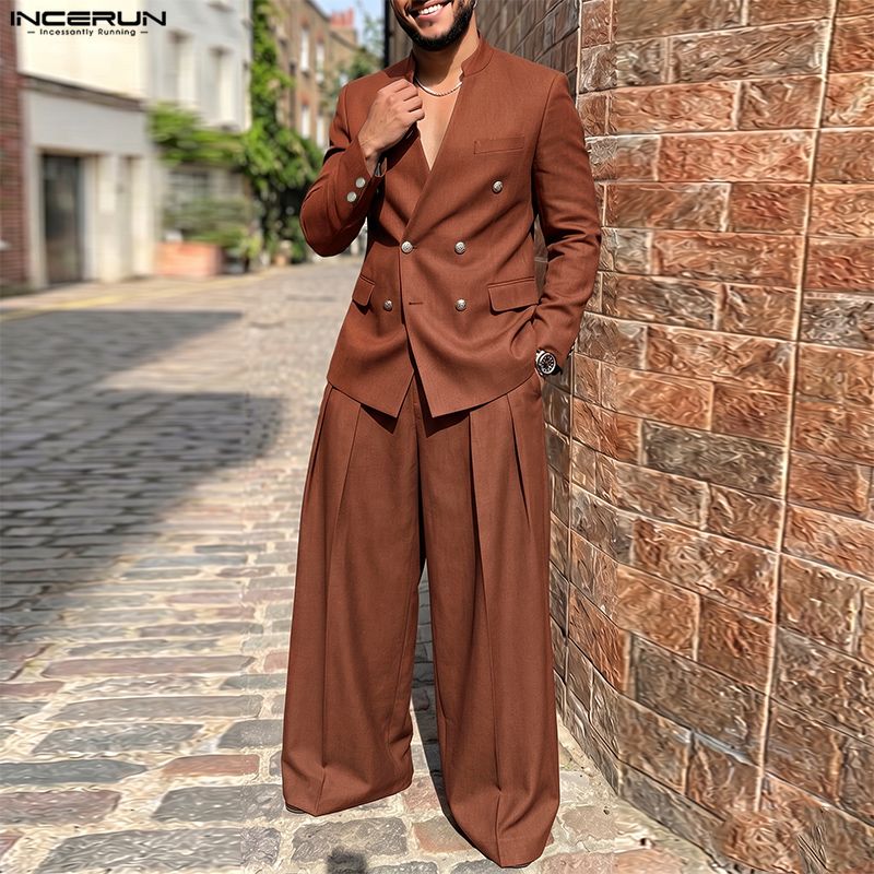 INCERUN Men's Sets Solid Color - Men Fashion Elegant review and price